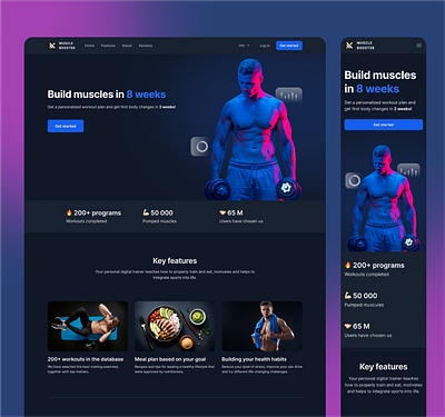 Workout Landing Page fitness gym healthcare langing page muscle redesign sport uxui website wellness