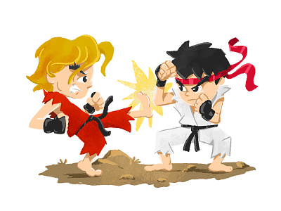 Ryu vs Ken characterdesign chibi fanart illustration