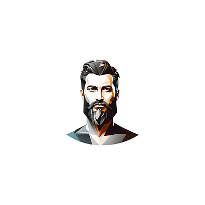 Geometric Man With Beard Logo 3d branding graphic design illustration logo vector