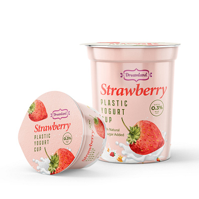 Yogurt Packaging - Strawberry Flavour🍓 3d branding design graphic design illustration logo typography ui ux vector