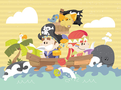 Pirate stories book children cover illustration vector