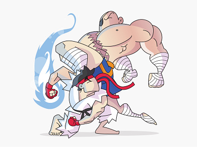 Ryu vs Sagat character design fanart game illustration street fighter vector