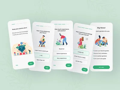 Onboarding - Plant - Identify & Care for Plants App app application design flower garden gardening green home identify illustration light login mobile mobile application onboarding plant pot ui ux