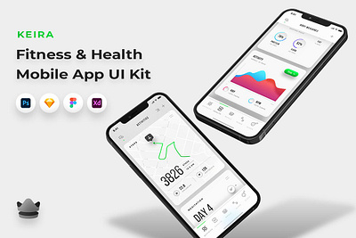 Keira - Fitness & Health App UI Kit dark elements fitness gym health ios kit light minimal mobile nutrition premium psd sketch sports ui ux