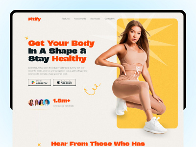 Fitify - AI Fitness App Landing Hero Header banner branding colorful design figma fitness app fitness gym graphic design gym hero header inspiration trending designs ui uiux ux web design website design