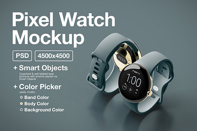 Pixel Watch Mockup android google pixel pixel watch pixel watch mockup smartwatch watch wear os wearable