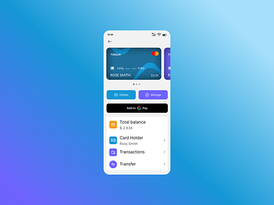 Banking App | Daily UI Challenge #19 banking app ui virtual card