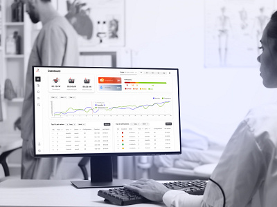 Dashboard detect and monitor room temperature in a hospital. 🏩 dark dashboard hospital light ui ux