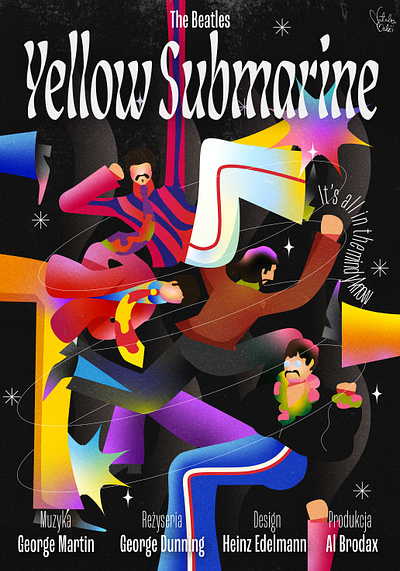 Yellow Submarine movie inspired poster graphic design illustration movie poster poster vector