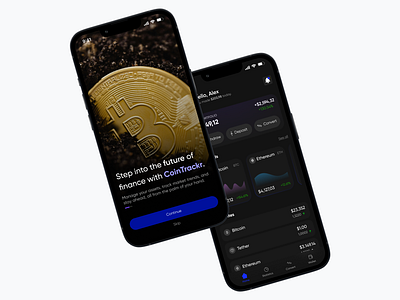 CoinTrackr - Crypto App app bitcoin crypto dashboard ethereum figma mobile mobileappdesign ui userexperience ux