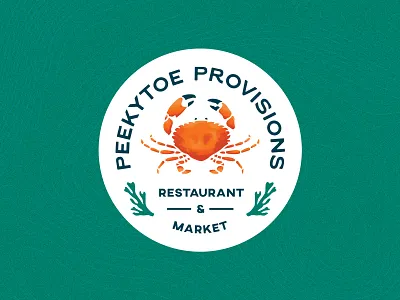 Peekytoe Provisions - Primary Logo badge brandidentity branding coastal crab crabbranding crablogo customtype logo logobadge logodesign market nautical restaurant restaurantlogo seafood seafoodbrand seaweed wordmark