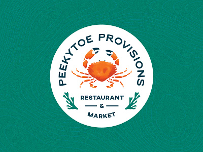 Peekytoe Provisions - Primary Logo badge brandidentity branding coastal crab crabbranding crablogo customtype logo logobadge logodesign market nautical restaurant restaurantlogo seafood seafoodbrand seaweed wordmark