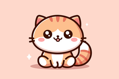 Red Cat animal baby cat cute kitten pet red sticker toy vector