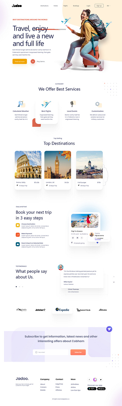 Jadoo Travel Website figma landingpage travel ui uiux ux web webpage website