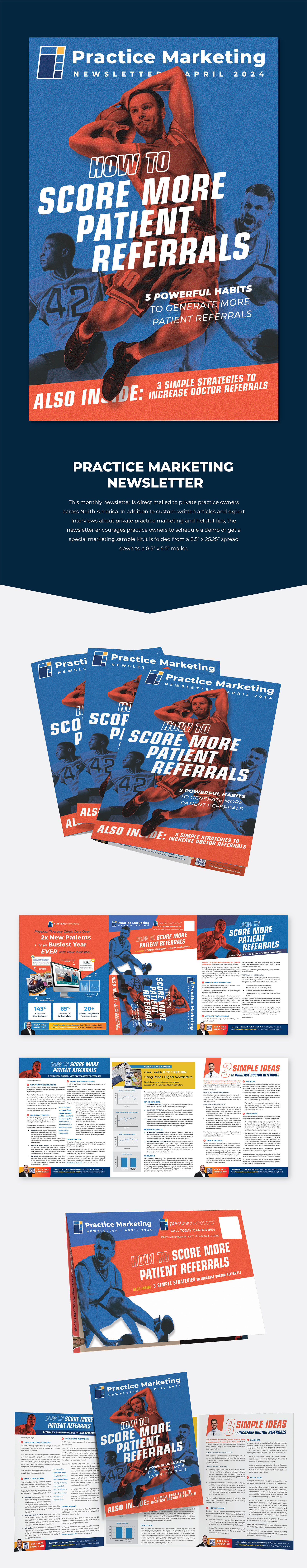 Sports Themed Marketing Newsletter digital art direct mail duo tone gradient map graphic art layout magazine marketing medical marketing newsletter photoshop physical therapy print sports