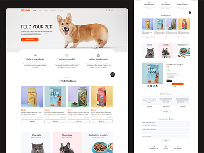 Pet Food Website design landing pets ui website