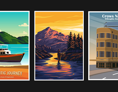 Vintage/Retro (Travel) Posters art deco branding classic poster custom poster design flayer poster posters retro flyer retro poster travel poster unique vector art vintage flyer vintage poster visual wall art wall art poster