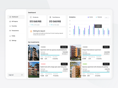 Real Estate Tokenization Dashboard dashboard design real estate tokenization platform ui ux