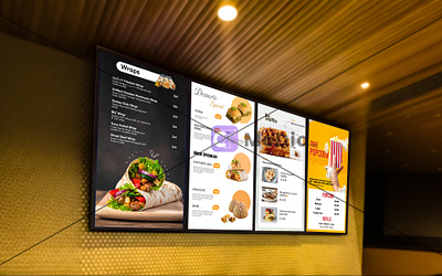 Vertical Digital TV Menu Board 3d animation branding digital tv menu graphic design logo motion graphics ui