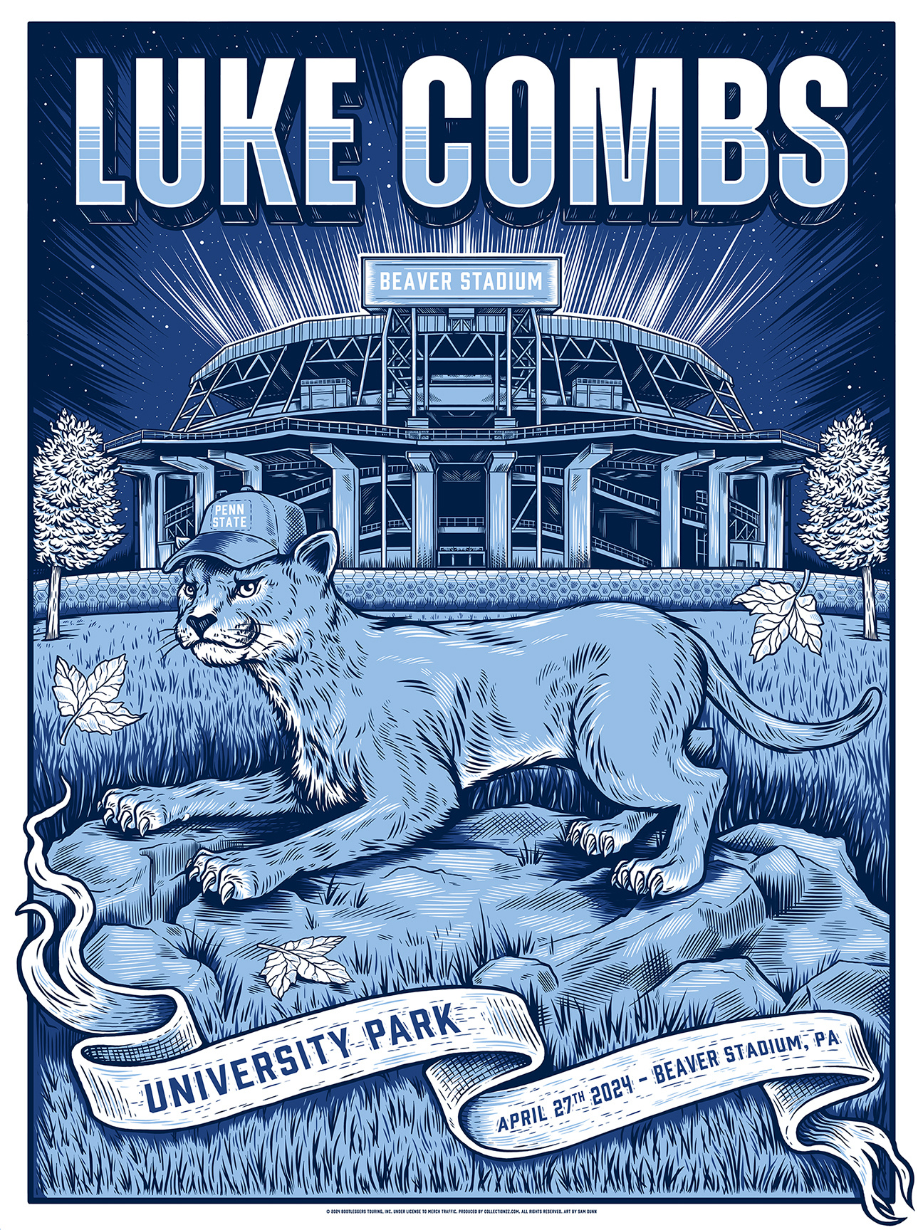 Luke Combs design drawing gig poster illustration luke combs nittany lions penn state poster poster art