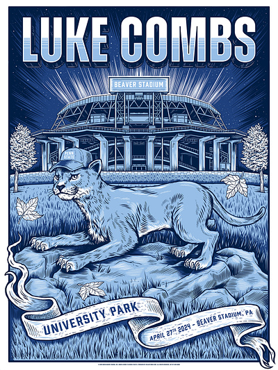 Luke Combs design drawing gig poster illustration luke combs nittany lions penn state poster poster art