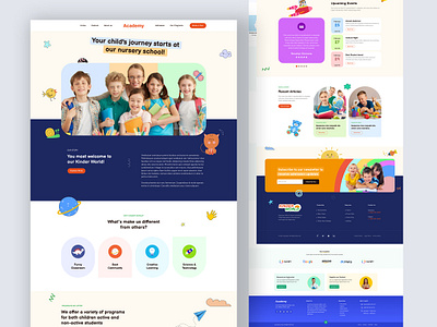 Academy website design education kids kindergarten learning school ui ux