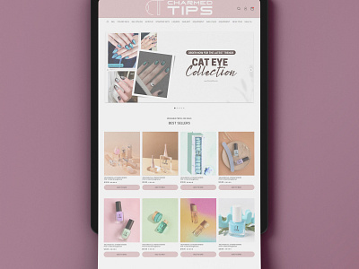 Charmed Tips Website | e commerce nail art store artwork beauty design e commerce ecommerce fashion figma girl interface landing page landing page design nailart ui ui interface uiux user experience user interface ux webpage website