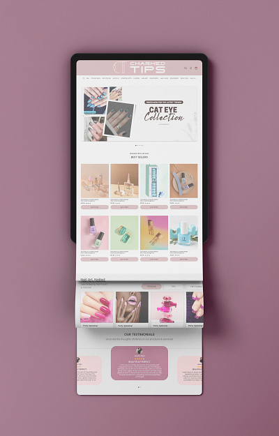 Charmed Tips Website | e commerce nail art store artwork beauty design e commerce ecommerce fashion figma girl interface landing page landing page design nailart ui ui interface uiux user experience user interface ux webpage website