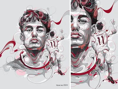 Football Player abstract artstyle biomorphic football football player grey illustration portrait portrait illustration red unique