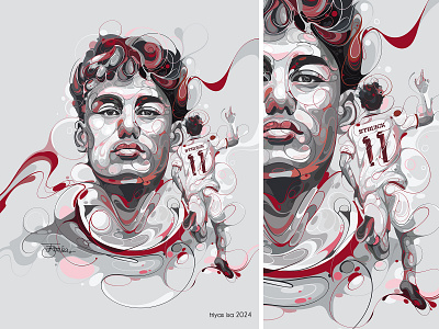 Football Player abstract artstyle biomorphic football football player grey illustration portrait portrait illustration red unique