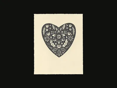 Heart Skull Relief Print graphic lino printmaking skull woodcut