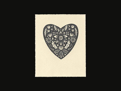 Heart Skull Relief Print graphic lino printmaking skull woodcut