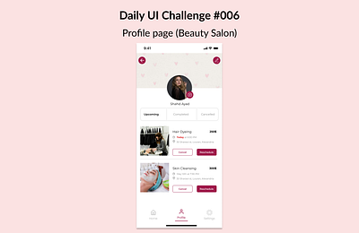 Profile page (Beauty Salon) Daily Ui #006 app design beauty salon daily ui dailyui figma ui ui challenge ui design uiux user experience user interface