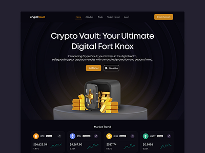 Crypto Vault: Cryptocurrency landing page. blockchain crypto cryptocurrency defi design designer graphic design landingpage productdesign ui uidesign uiux uxdesign uxdesigner web3 web3designer webdesign website