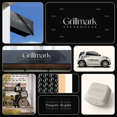 Brand Identity for Grillmark Steakhouse bike branding car colorpalette graphic design logo pattern productdesign restaurant steakhouse typography