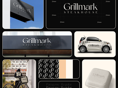 Brand Identity for Grillmark Steakhouse bike branding car colorpalette graphic design logo pattern productdesign restaurant steakhouse typography