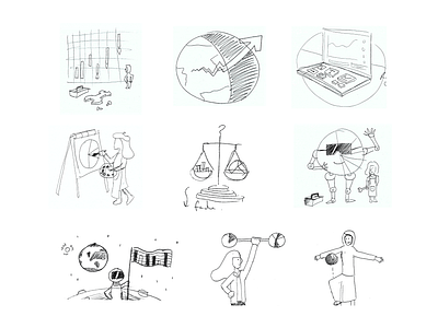 Homepage Illustrations - Rough Sketches astrato bar chart charts data drawing hand drawn illustration line chart people illustration rough sketch scamping scamps sketch sketches vizlib