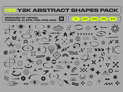 Y2K Abstract Retro Shapes Pack 80s 90s abstract acid arc arrow cyberpunk details elements hud icon logo minimal modern moon retro shapes stars vintage y2k