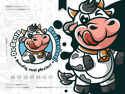 Cow Cartoon Mascot Logo : De Bonte Beestenboel animal bull cartoon character cow cute farm friendly happy illustration joyful logo mascot milk pet playful zoo