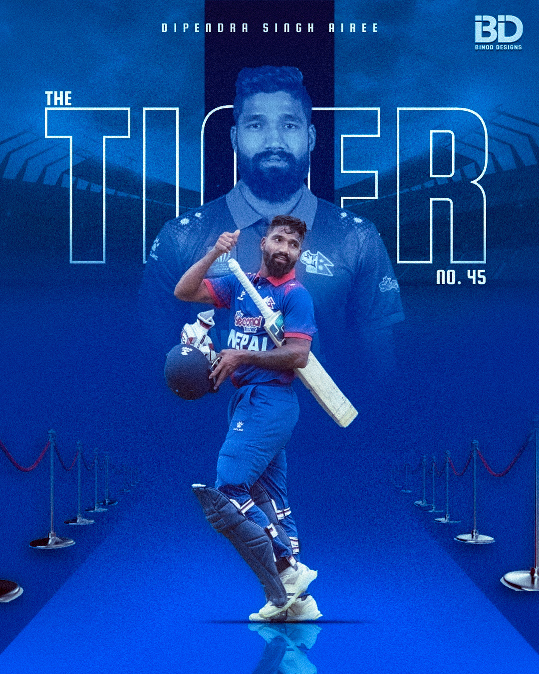 Player Poster Design ft. Dipendra Singh Airee 🇳🇵 cricket dipendra singh airee graphic design nepal nepal cricket