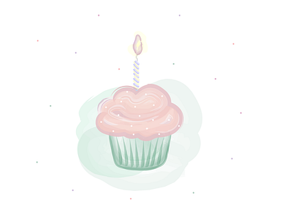 Watercolor cupcake for congratulations branding cake candle congratulations cream cupcake graphic design happy birthday illustration logo sweet ui vegetarian watercolor