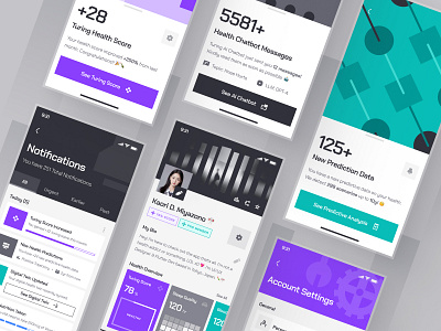 turing UI Kit: AI Smart Healthcare App 🤖 | Predictive Health ai doctor companion ai health assistant ai health companion health app healthcare healthcare app healthcare ui healthcare ui kit medical app notification notification ui profile profile ui purple settings sharp smart health tech ui kit wellness app