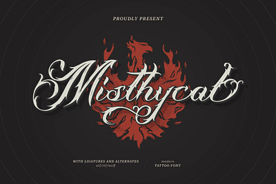 Misthycal | Tattoo Style blackletter heart swashes metal font tattoo font tattoo style