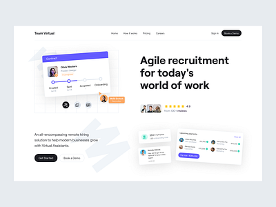 Recruitment Agency - Landing Page Hero Section agency b2b clean dipa inhouse hero hero section hiring hr human resource landing page minimal modern recruitment saas section startup ui web design webflow website