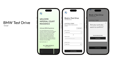 BMW Test Drive Booking Concept app bmw booking confirmation design forms minimalistic mobile ui ux web website