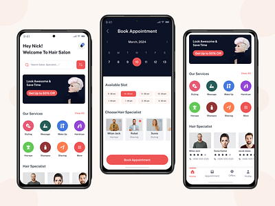 Barber Booking Mobile App Concept appintment barber barber app beauty app beauty salon design booking booking app hair stylist app haircut app hairdresser app salon salon app salon booking salon booking app salon mobile app spa app