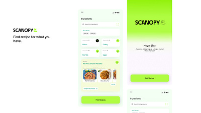 Recipe App UI/UX Design app food fresh green recipe scan search results ui ux vibrant