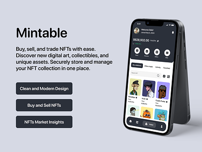 Mintable - NFT Mobile App app buy nft crypto design finance mintable mobile mobile app nft nft app nft mobile app nft trading app nfts trade nft ux