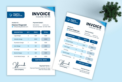 Project 10 - Invoice Design Agency brand identity business clean company creative design document graphic design invoice minimalist modern payment print print template professional