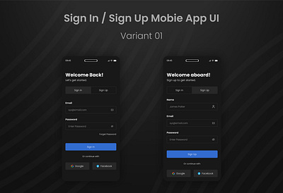 Sign In / Sign Up Mobile App UI alnurtarique app design app ui ux robi khan sign in app ui sign up app ui ui